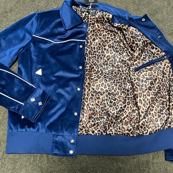 Blue Velvet Bomber Jacket - Picture 2 of 3